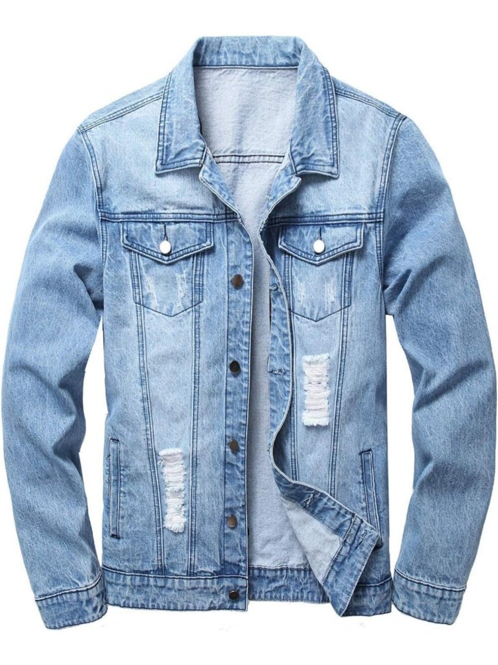 Stylish Ripped Denim Jacket for Men | Slim Fit Jean Coat | Casual Outerwear